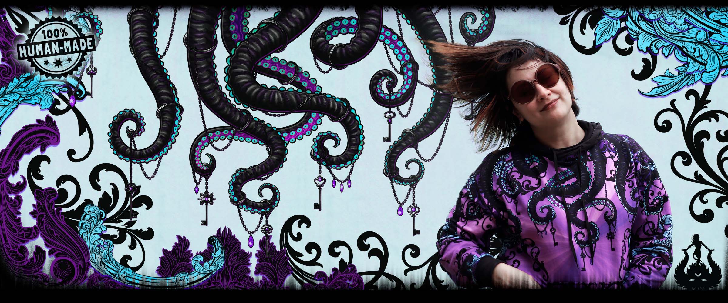 Pastel Goth Octopus Hoodie by Abysm Internal