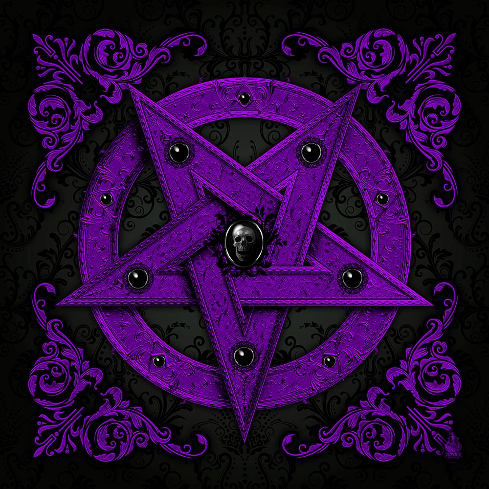 Abysm Internal - black and purple pentagram, Pastel Goth style