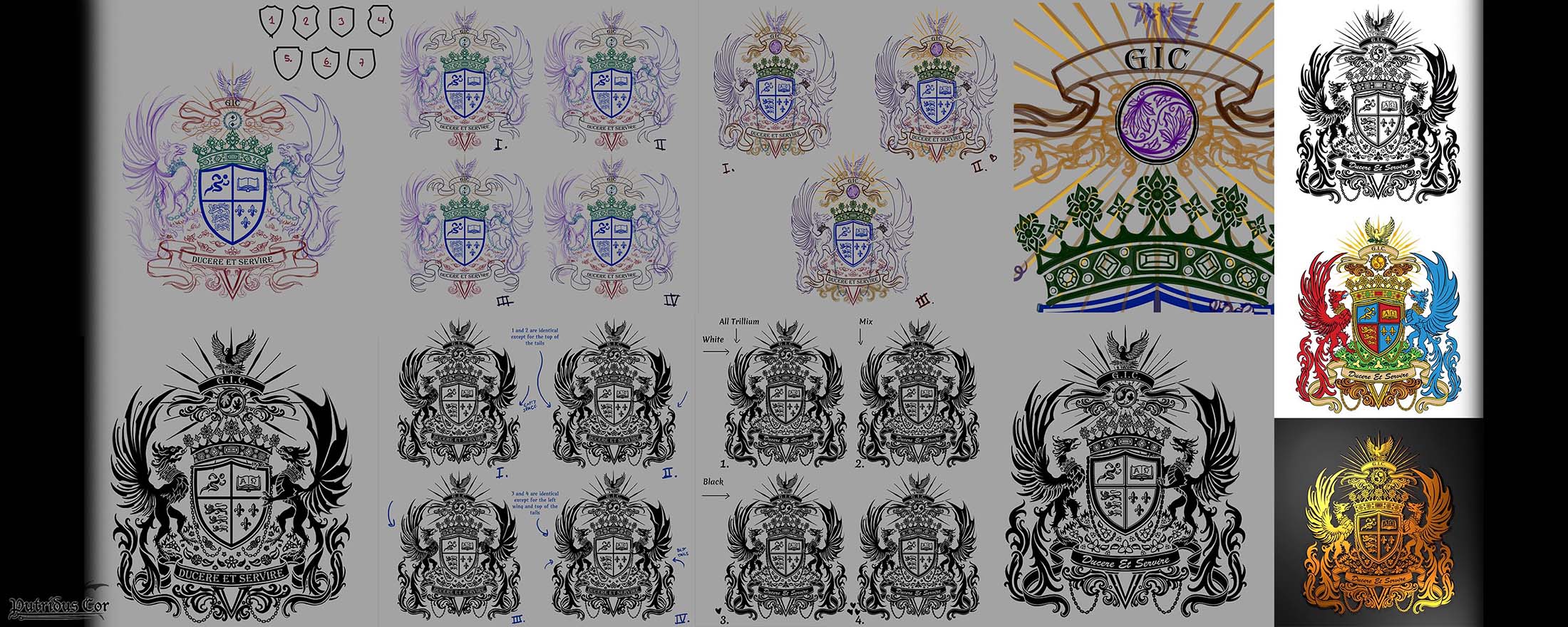 Process of making a Coat of Arms Design, with a Phoenix and a Dragon, by Putridus Cor