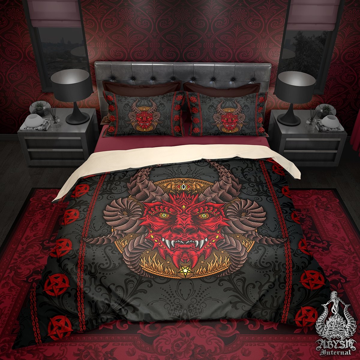 Demon Bedding Set, Comforter or Duvet, Satanic Bed Cover