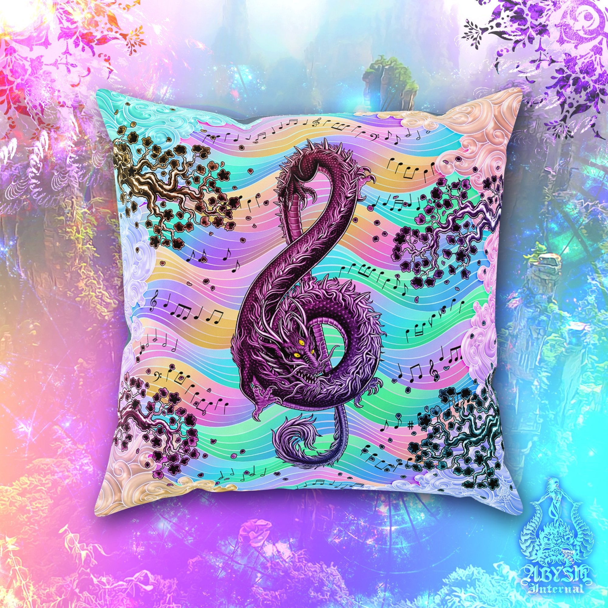 Treble Clef Throw Pillow, Decorative Accent Pillow, Square Cushion