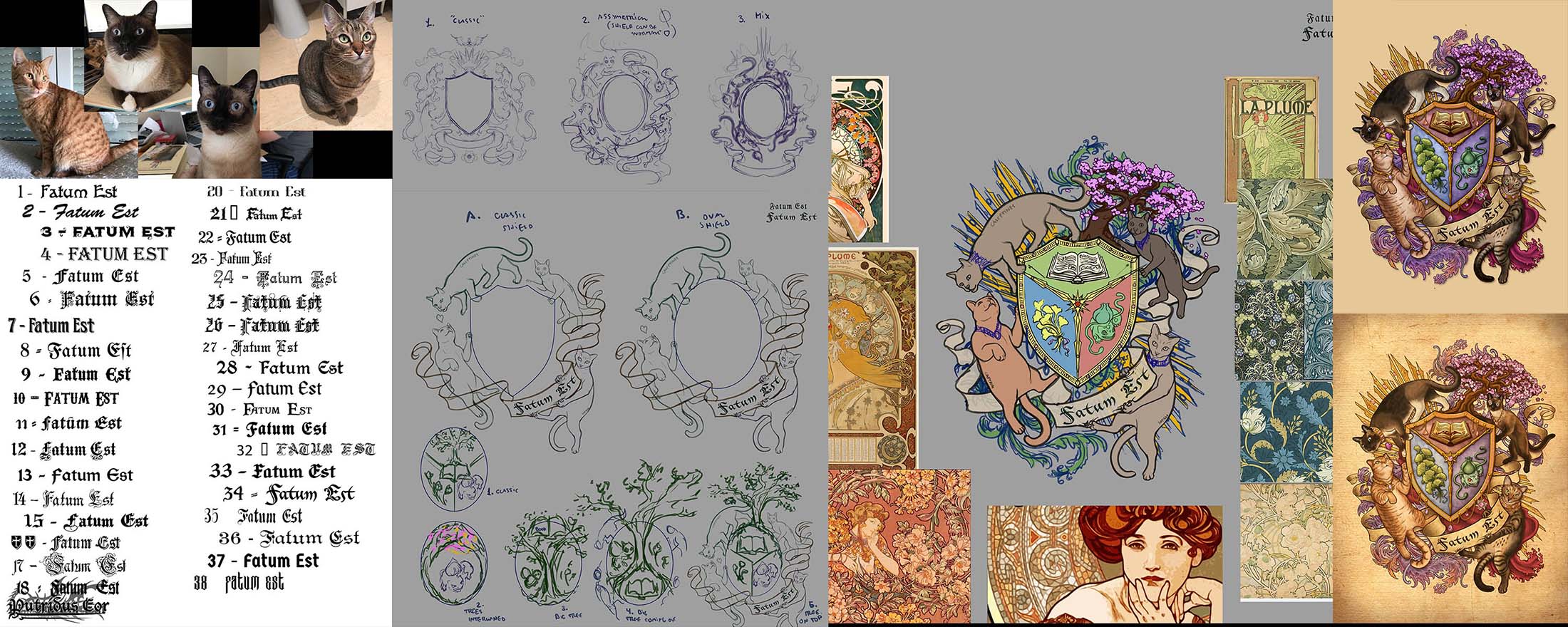 Process of making a Coat of Arms Design, personalized with cats, by Putridus Cor