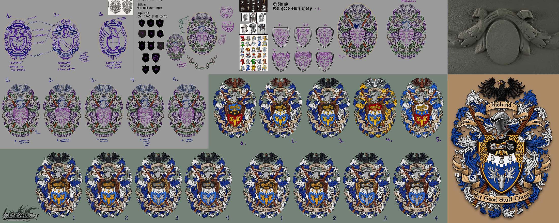 Process of making a Coat of Arms Design, with Viking or Nordic elements, by Putridus Cor