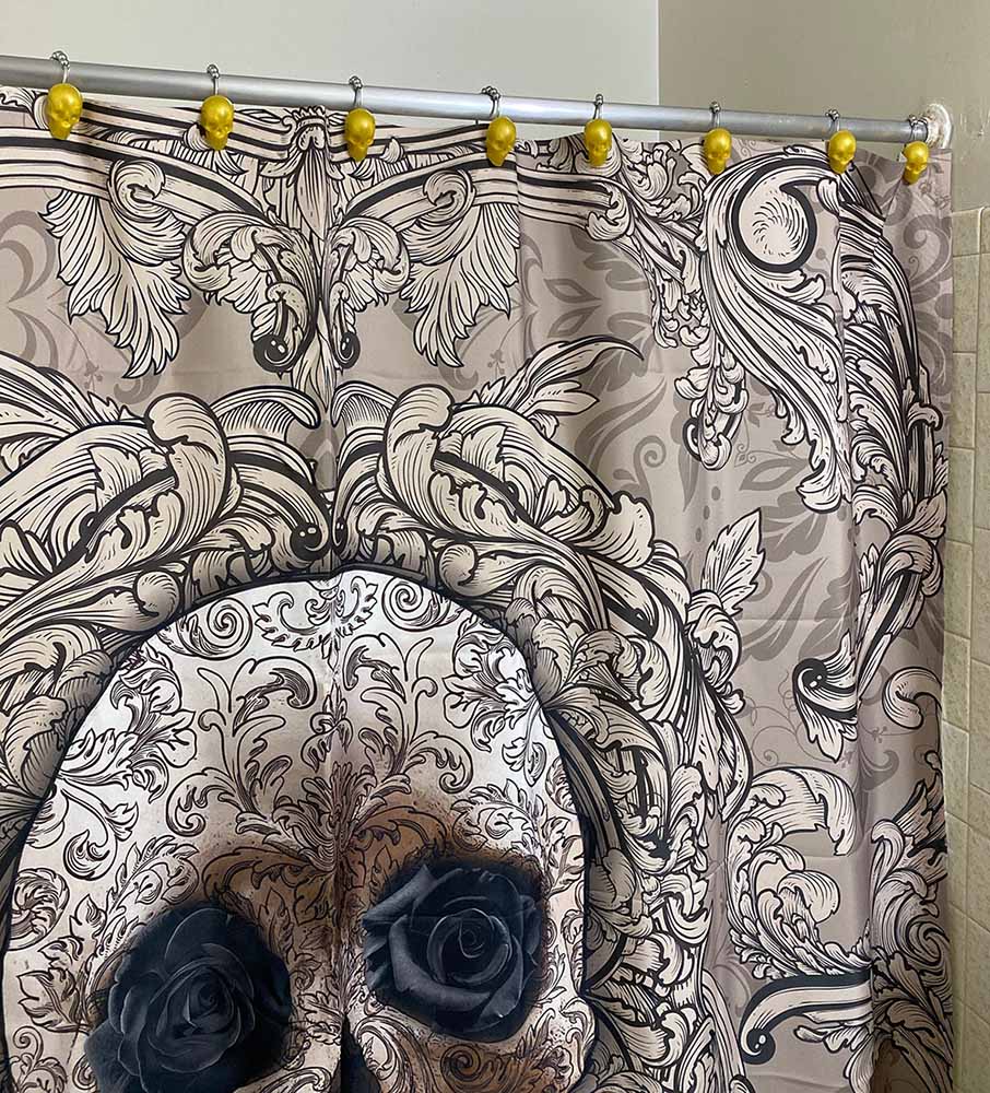Abysm Internal Shower Curtain Cream Skull