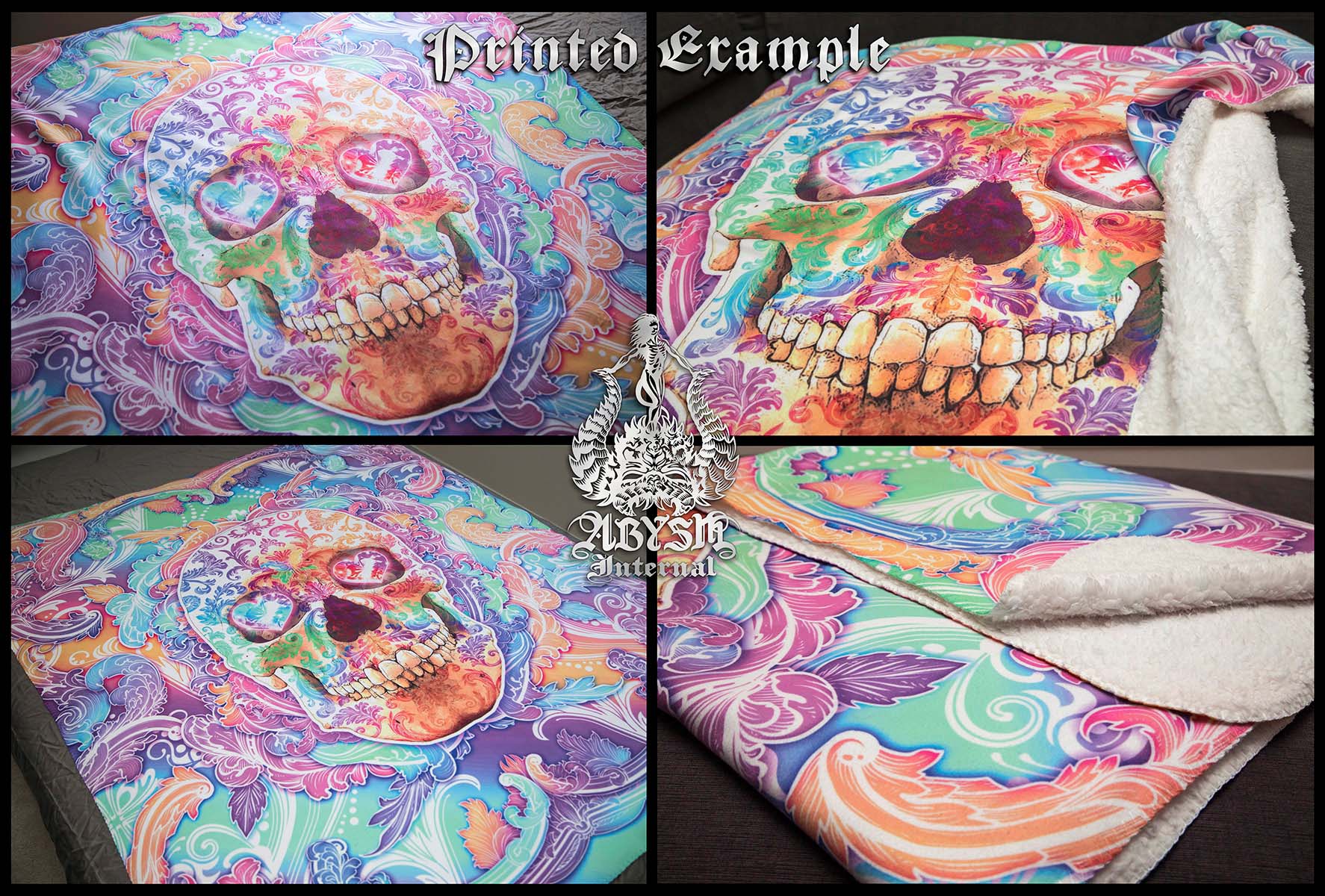 Abysm Internal - Sherpa Fleece Blanket Aesthetic Pastel Skull Samples