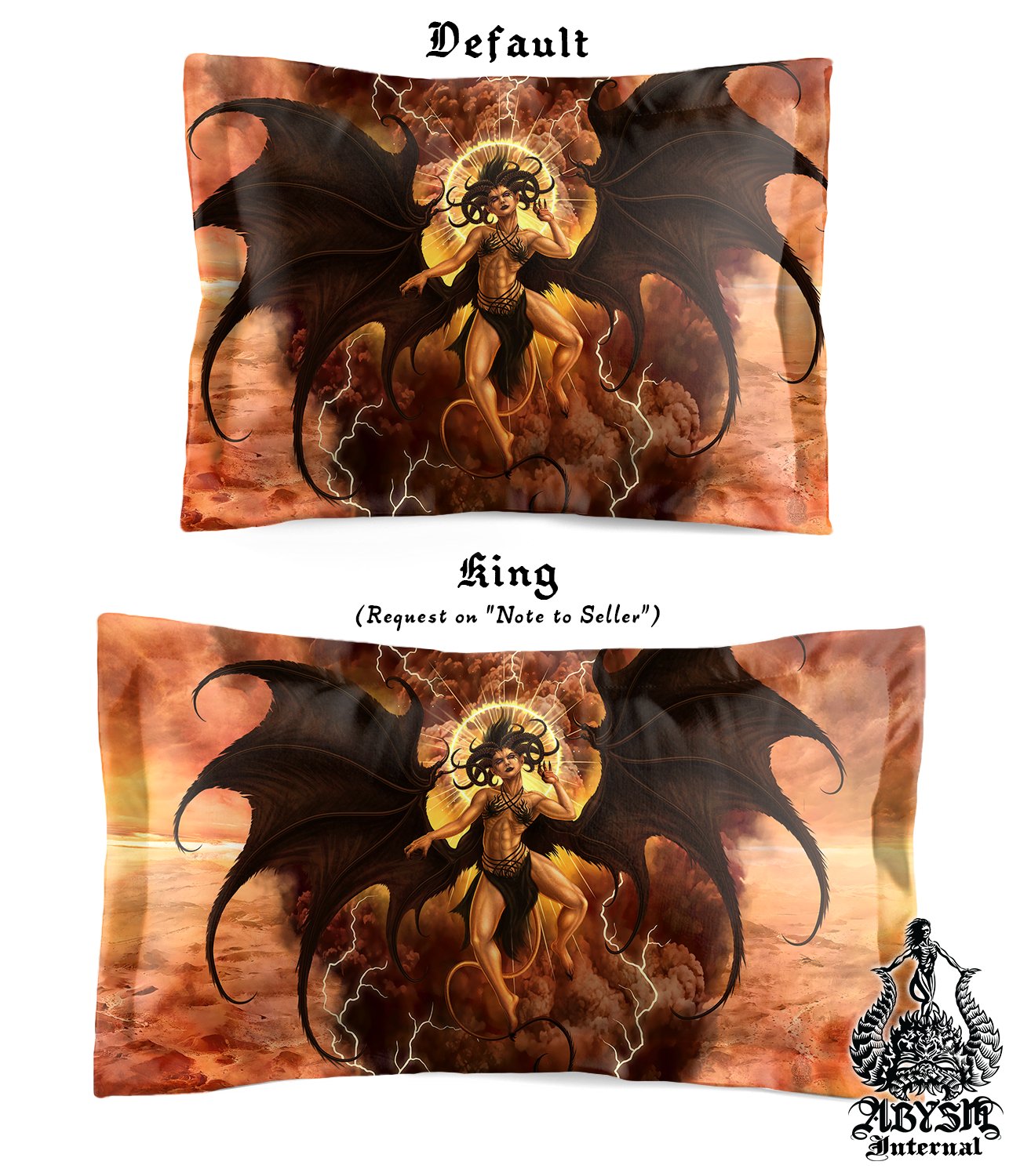 Lilith Bedding Set, Comforter or Duvet, Erotic Art, Satanic Room, Nude Demoness, Dark Bed Cover and Bedroom Decor, King, Queen & Twin Size - Clothed, Naked or Semi-Nude, 3 Versions - Abysm Internal