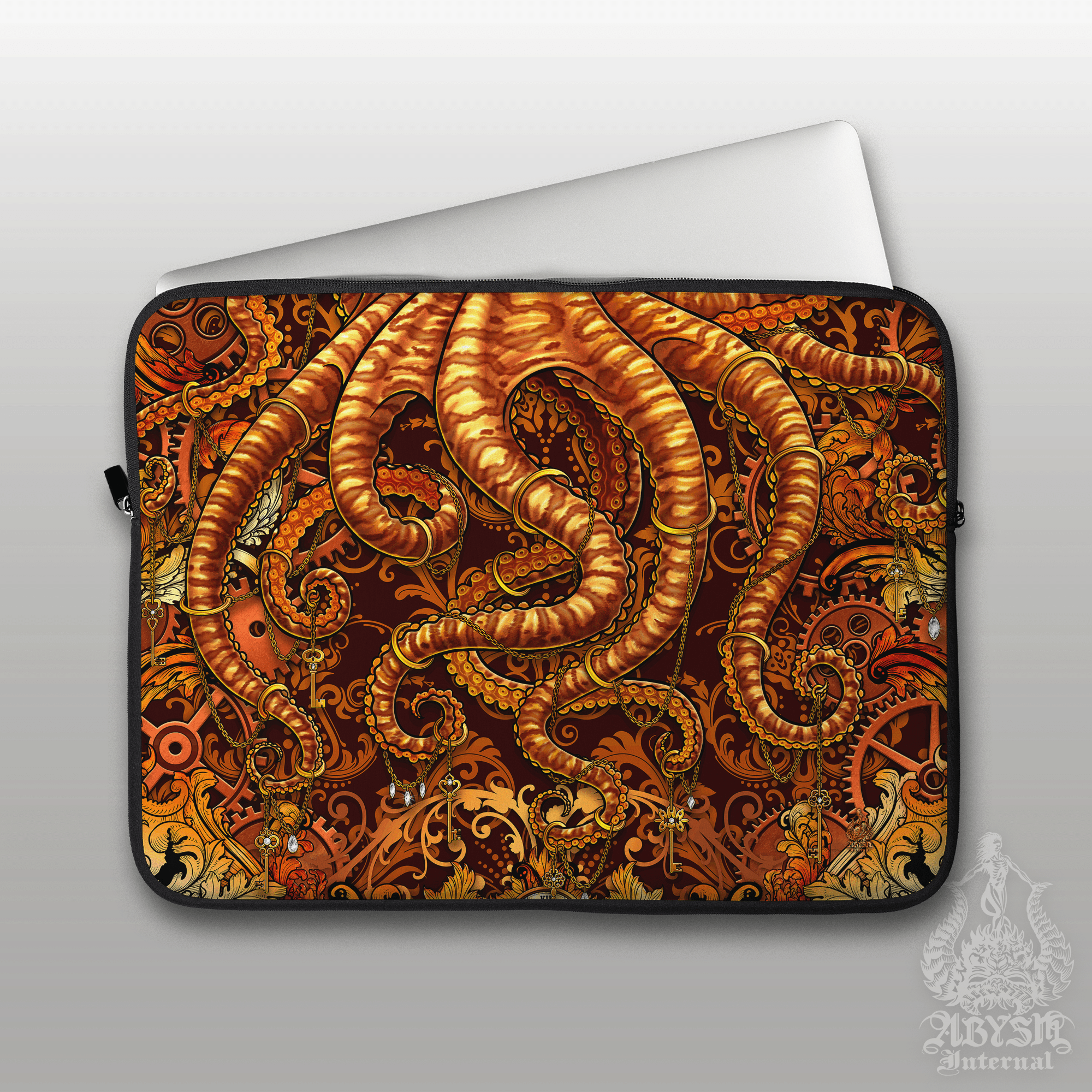 Octopus Laptop Case – Steampunk Tentacles, 13" & 15", Fantasy Art, Printed Padded Soft Sleeve - Abysm Internal