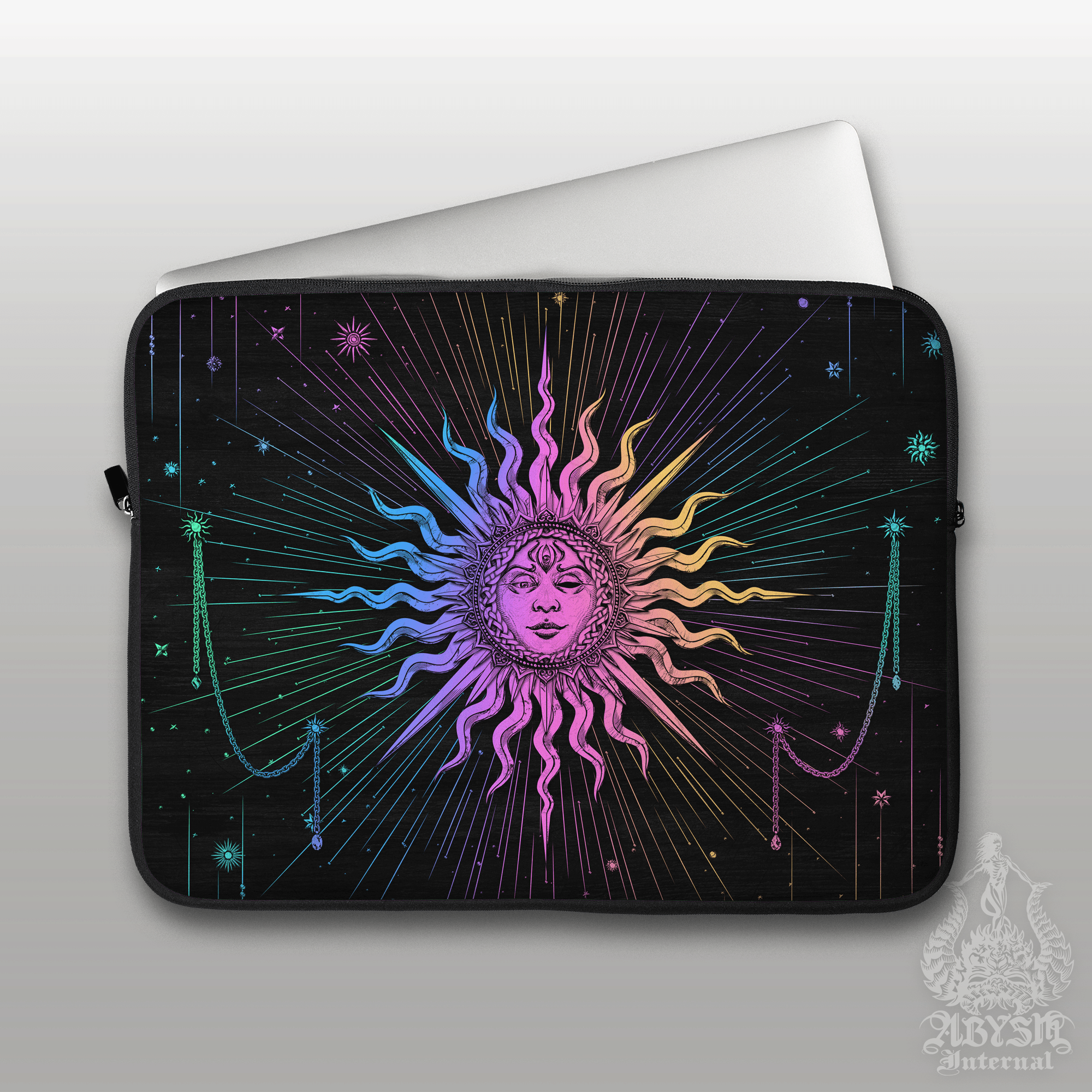 The Sun Laptop Case – Tarot Arcana, Witch Gift, Dark Pastel, 13" & 15", Esoteric Art, Printed Padded Soft Sleeve - Abysm Internal
