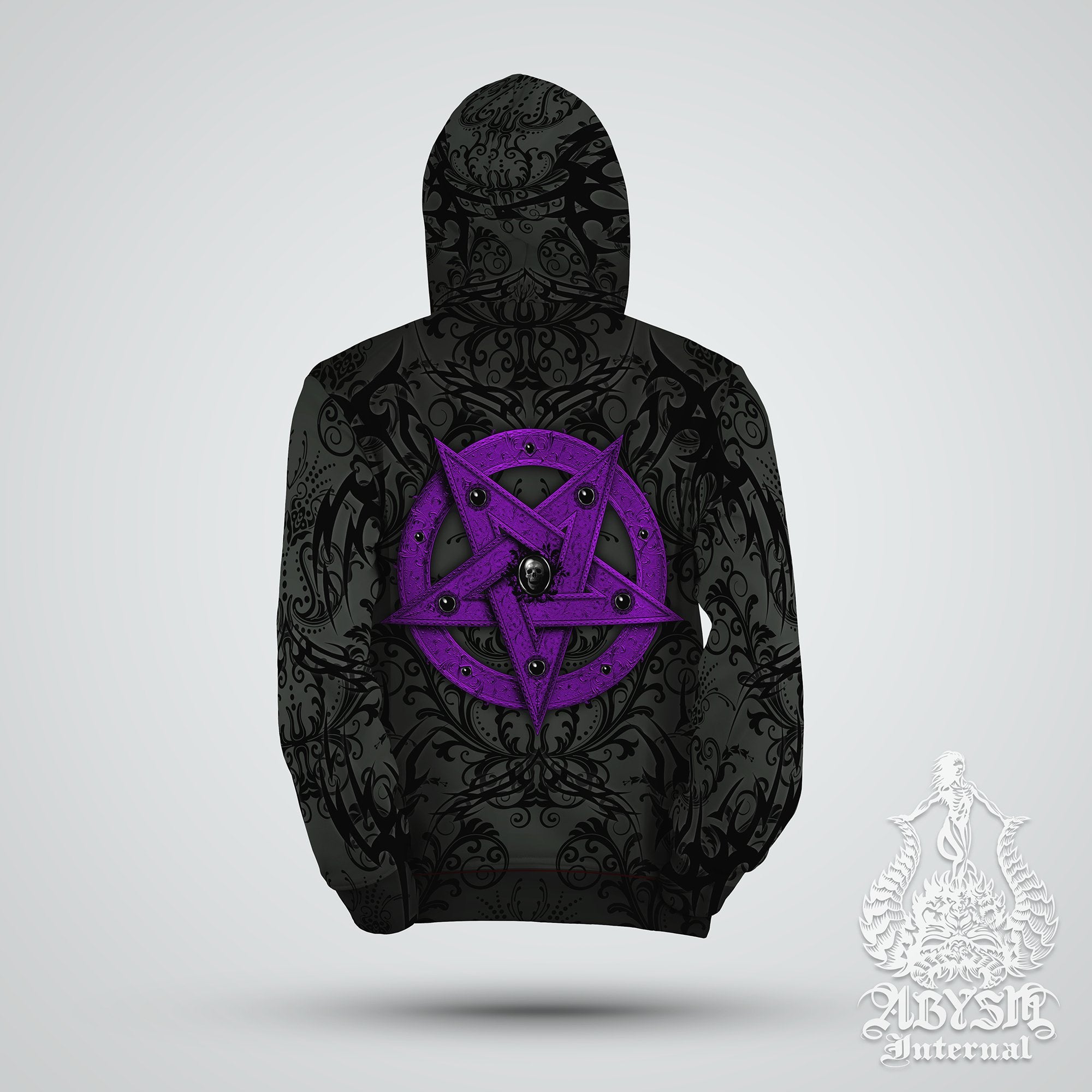 Witch Hoodie, Pastel Goth Streetwear, Purple and Black Pentagram, Witchy Sweater, Gothic Outfit, Alternative Clothing, Unisex - Abysm Internal