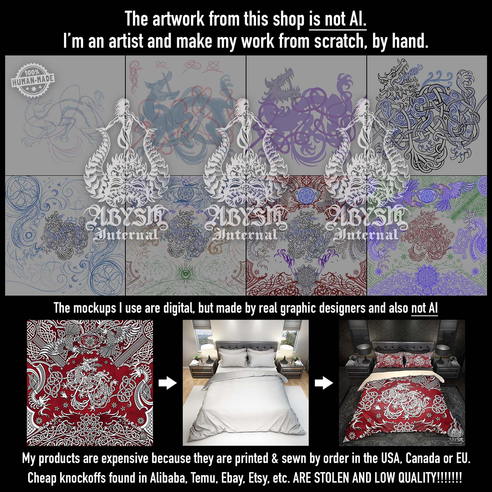 Yggdrasil Laptop Case – Viking Mythology, Norse Tree of Life, Stone White, 13" & 15", Nordic Knotwork Art, Printed Padded Soft Sleeve - Abysm Internal