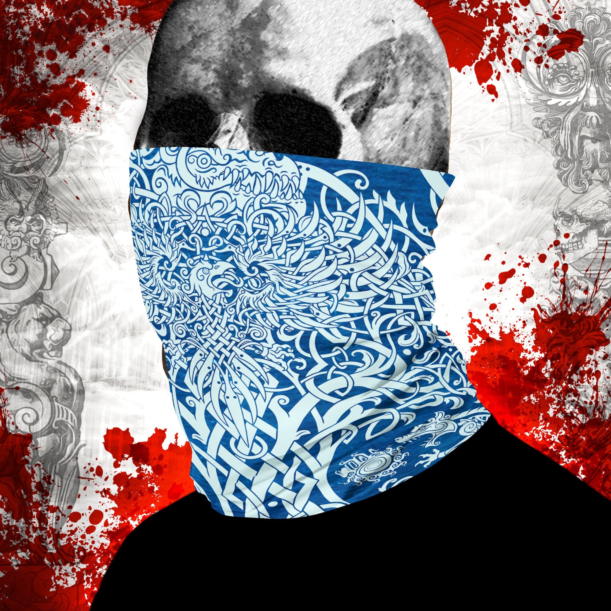 Yggdrasil Neck Gaiter, Face Mask, Printed Head Covering, Viking Tree of Life, Nordic Art - 5 Colors - Abysm Internal