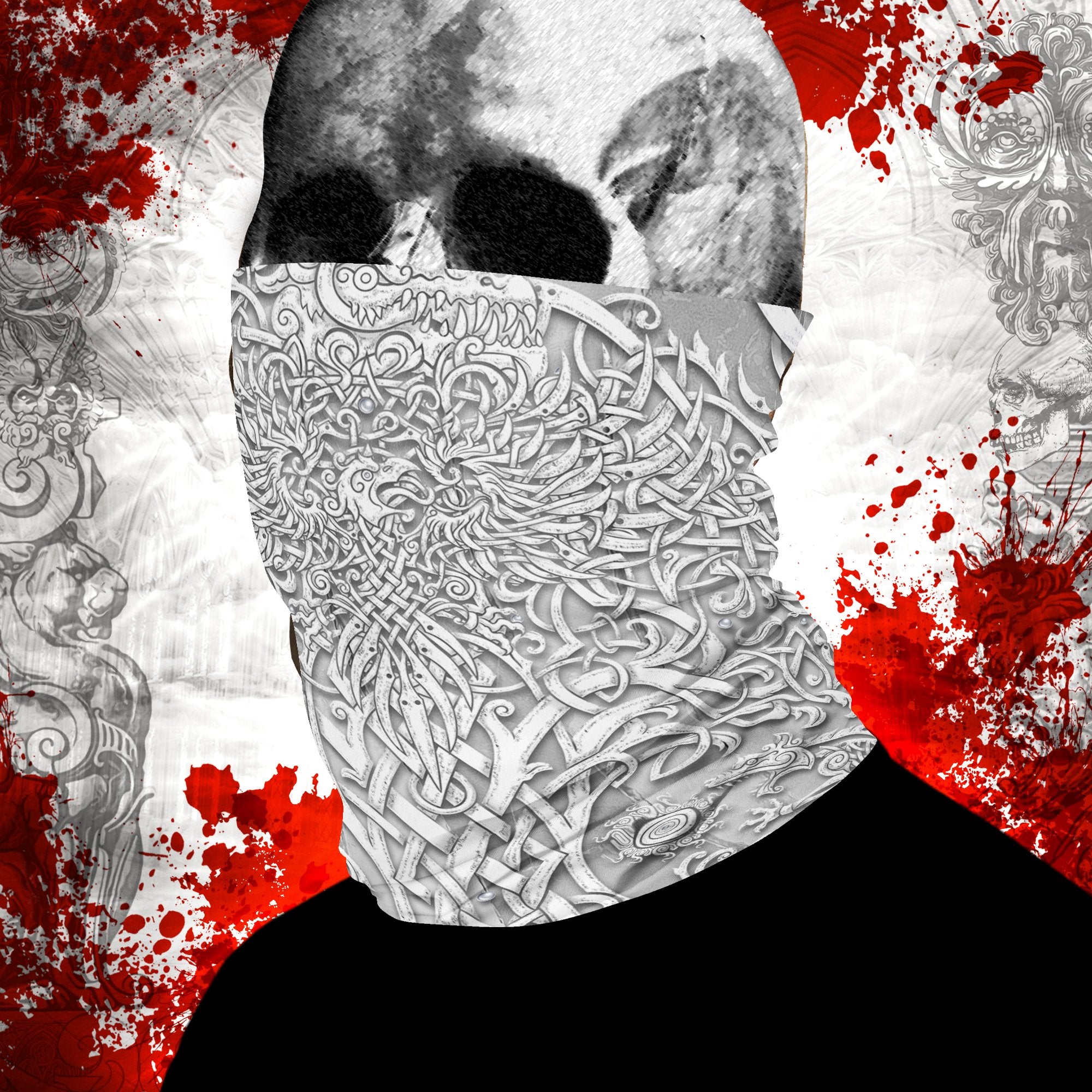 Yggdrasil Neck Gaiter, Face Mask, Printed Head Covering, Viking Tree of Life, Nordic Art - 5 Colors - Abysm Internal