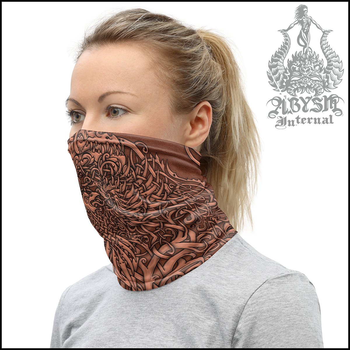 Yggdrasil Neck Gaiter, Face Mask, Printed Head Covering, Viking Tree of Life, Nordic Art - 6 Colors - Abysm Internal