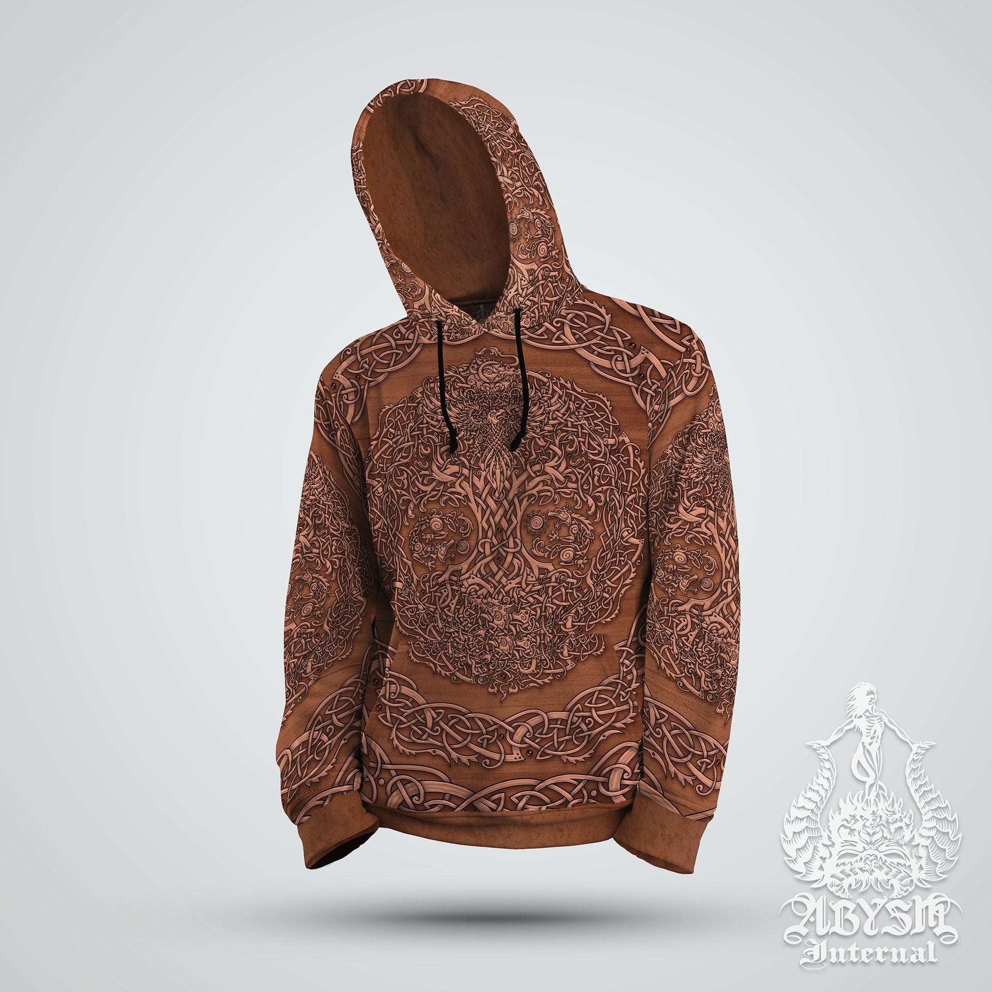 Yggdrasil Sweater, Viking Hoodie, Norse Art Street Outfit, Tree of Life Streetwear, Nordic Pagan Clothing, Unisex - Wood - Abysm Internal