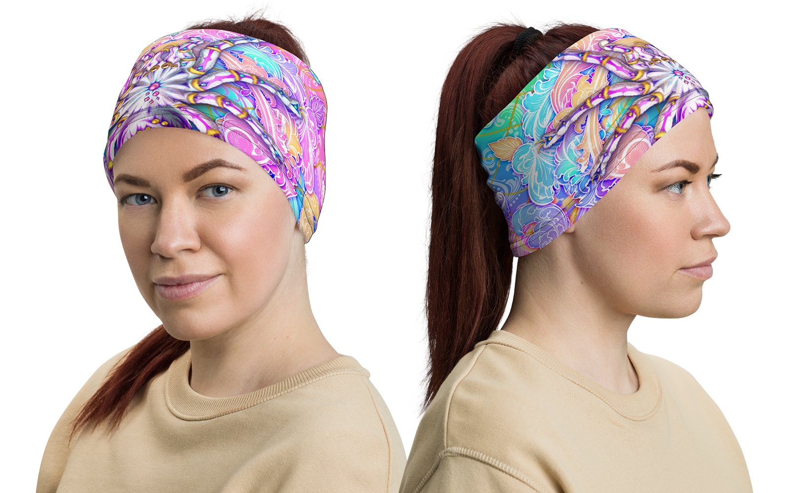 Aesthetic Neck Gaiter, Face Mask, Head Covering, Holographic Pastel, Psychedelic Rave Festival Outfit, Tarantula Lover Gift - Spider - Abysm Internal