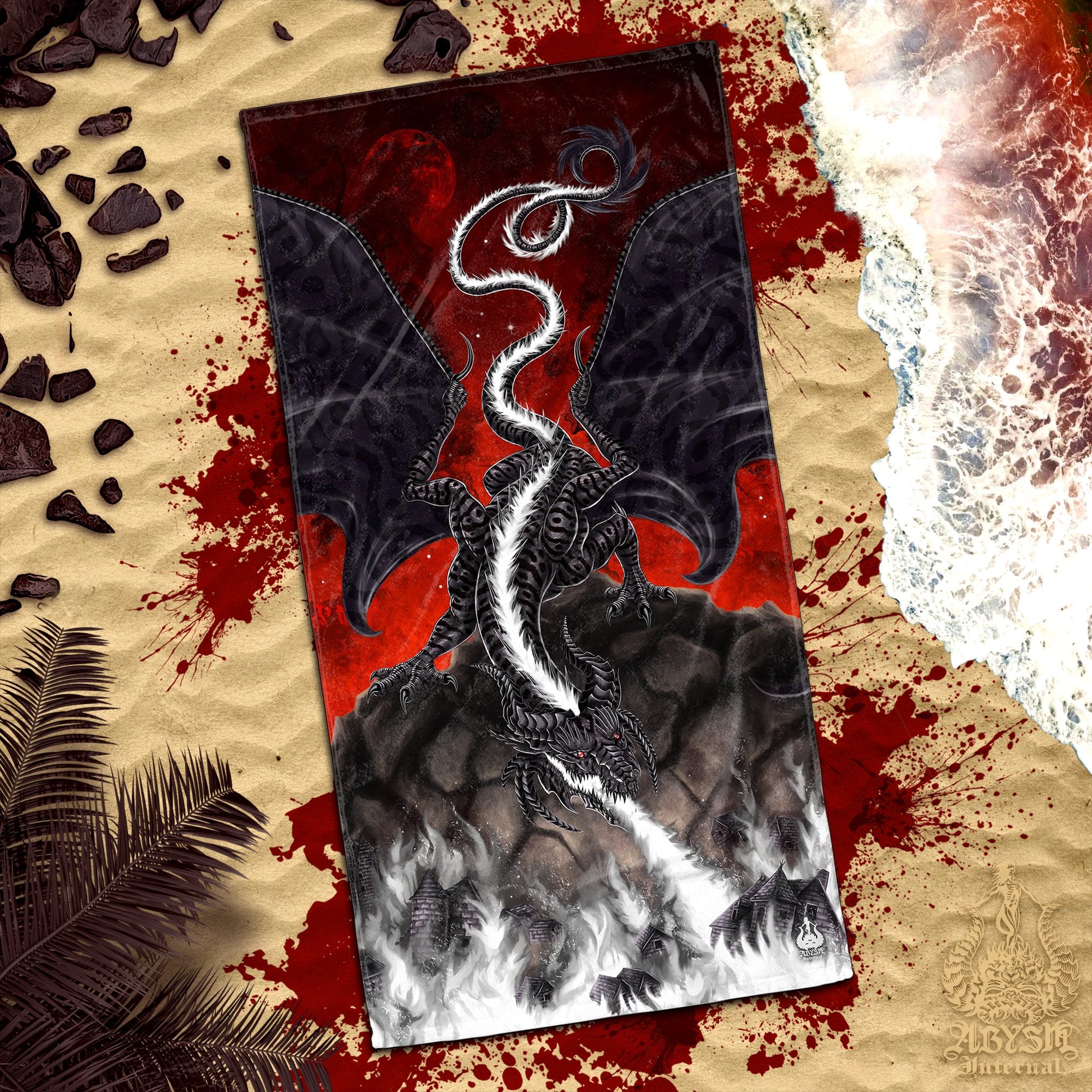 ALL Fire Dragon Beach Towel Designs, Gift Idea for Gamer or DM - 10 Colors - Abysm Internal