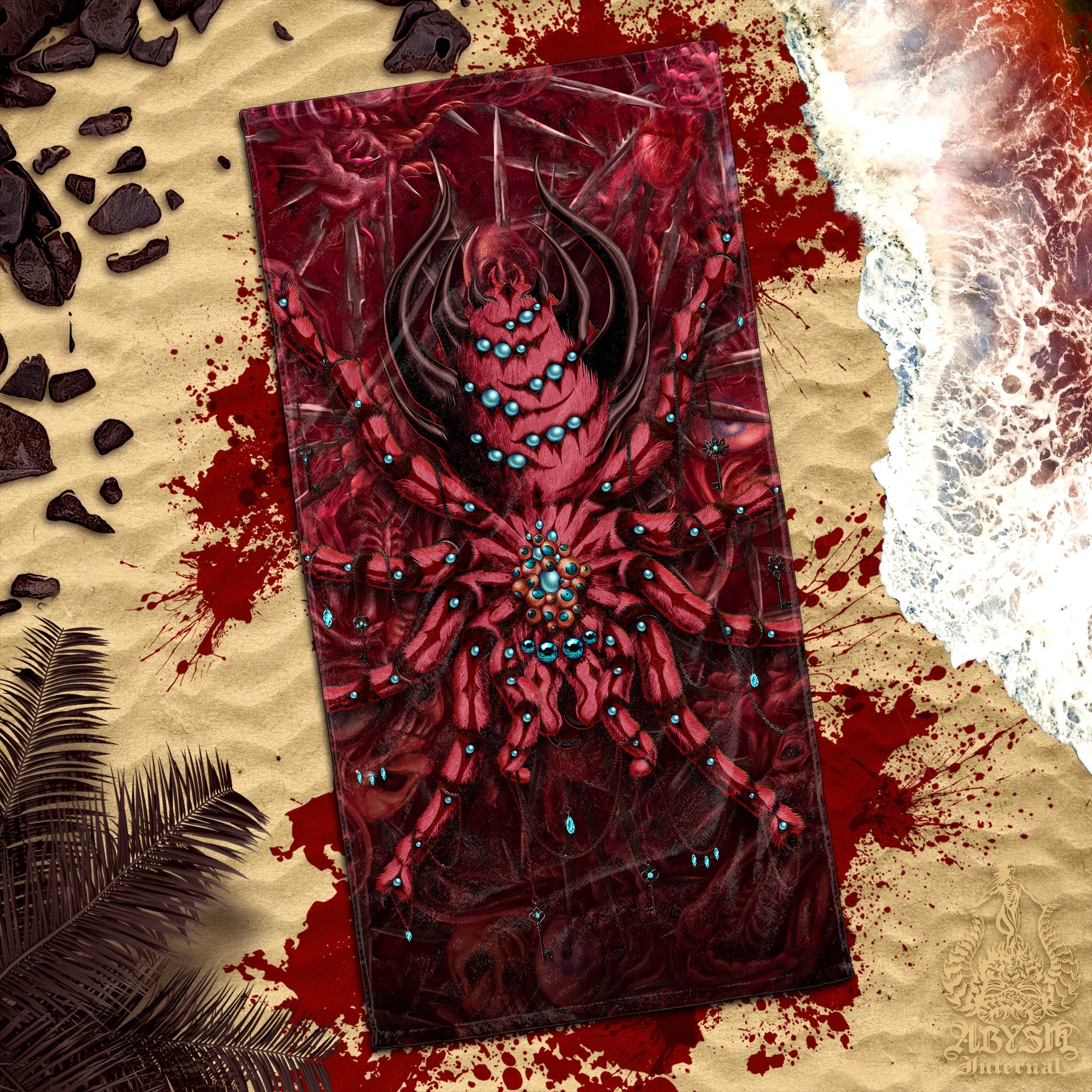 ALL Gore & Blood Beach Towel, Halloween Gift, Horror Art - Cross, Reaper, Medusa, Octopus, Spider, 8 Designs - Abysm Internal