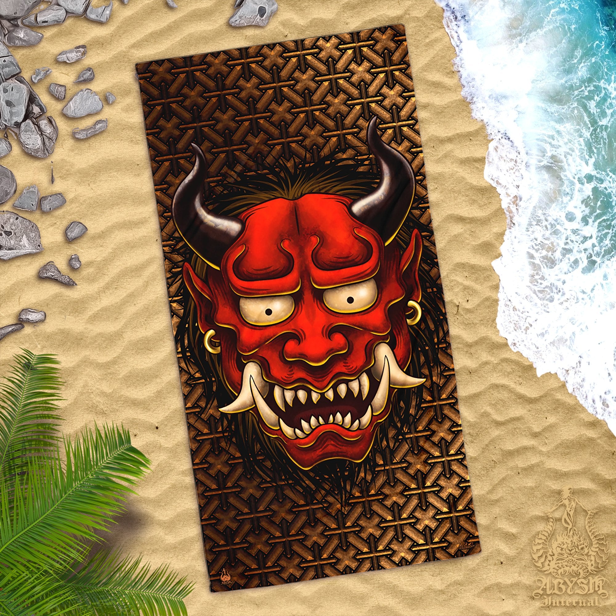ALL Oni Beach Towel Designs, Japanese Demon Art - 15 Colors - Abysm Internal
