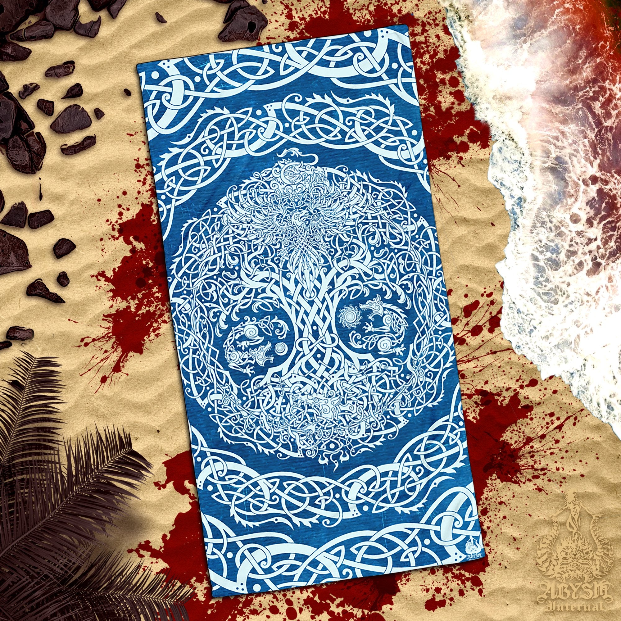 ALL Yggdrasil Beach Towel Designs, Viking Tree of Life, Norse Mythology Art - 13 Colors - Abysm Internal