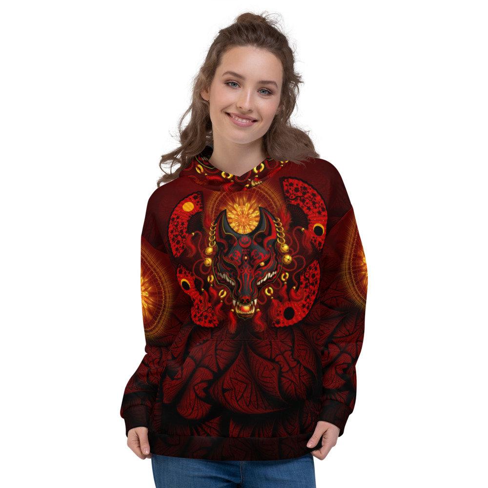 Red Anime Hoodie, Street Outfit, Japanese Streetwear, Gamer Sweater, Alternative Clothing, Plus Size, Unisex - Fox or Kitsune Mask, Red and Black Red Anime Hoodie, Street Outfit, Japanese Streetwear, Gamer Sweater, Alternative Clothing, Plus Size, Unisex - Fox or Kitsune Mask, Red and Black