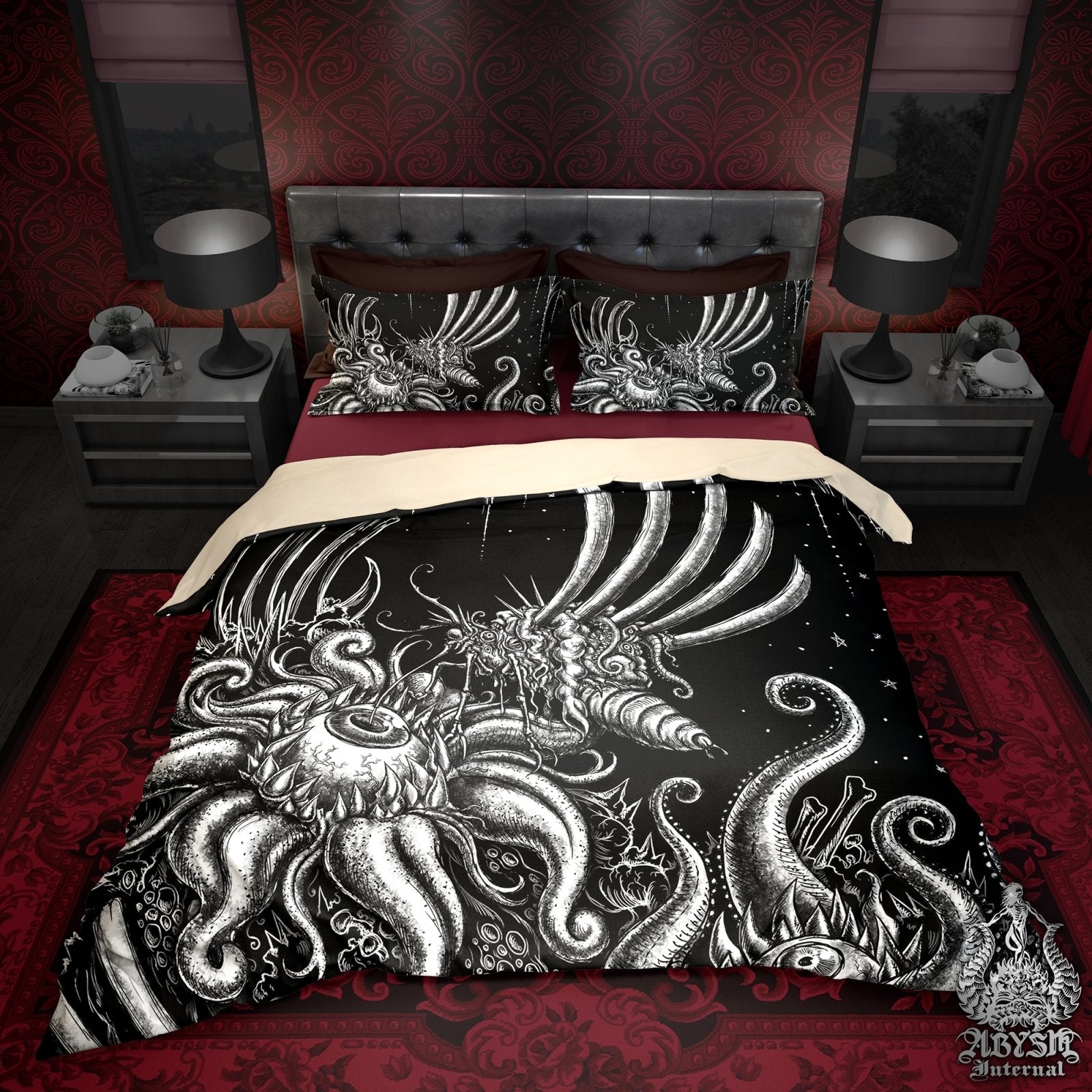 Bloodfly Bedding Set, Comforter and Duvet, Goth Art, Satanic Bed Cover and Bedroom Decor, King, Queen and Twin Size - Gothic Hell - Abysm Internal