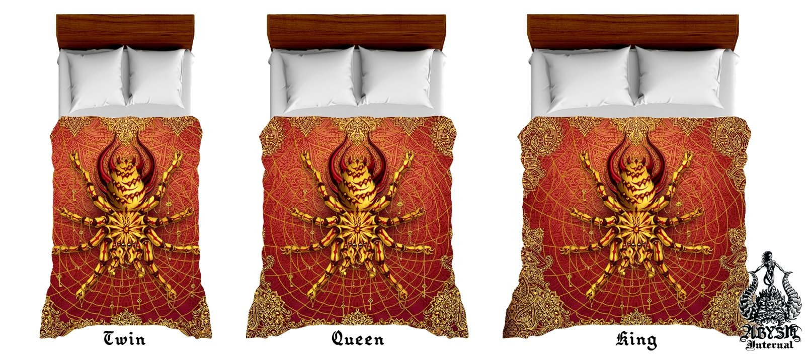 Boho Bedding Set, Comforter and Duvet, Bed Cover and Bedroom Decor, King, Queen and Twin Size - Tarantula Spider - Abysm Internal