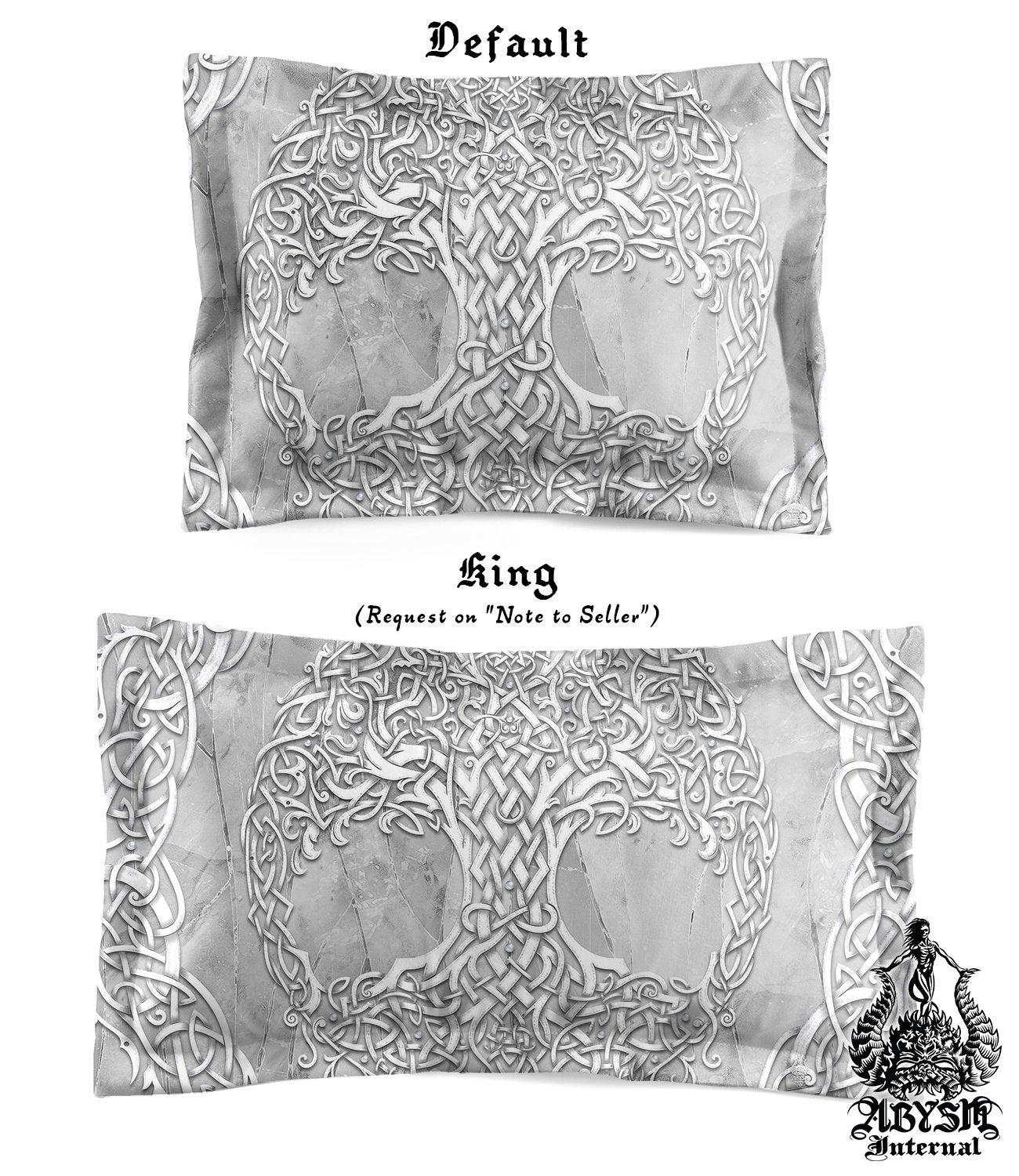 Celtic Bedding Set, Comforter and Duvet, Indie Bed Cover, Wiccan Bedroom Decor, King, Queen and Twin Size - Celtic, Tree of Life, Stone - Abysm Internal