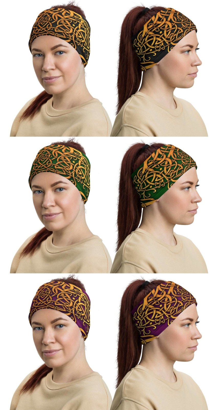 Celtic Neck Gaiter, Face Mask, Head Covering, Pagan Outfit, Tree of Life, Witchy - Gold & 3 Color Options - Abysm Internal