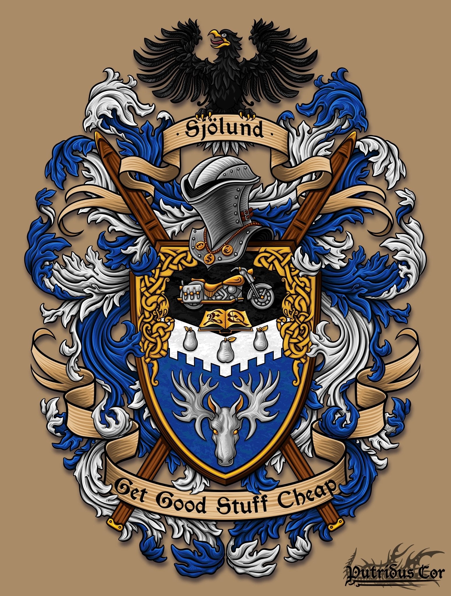Viking Family Crest, Design your own Custom Coat of Arms with Nordic elements, Personalized Heraldry Art, or Emblem Logo