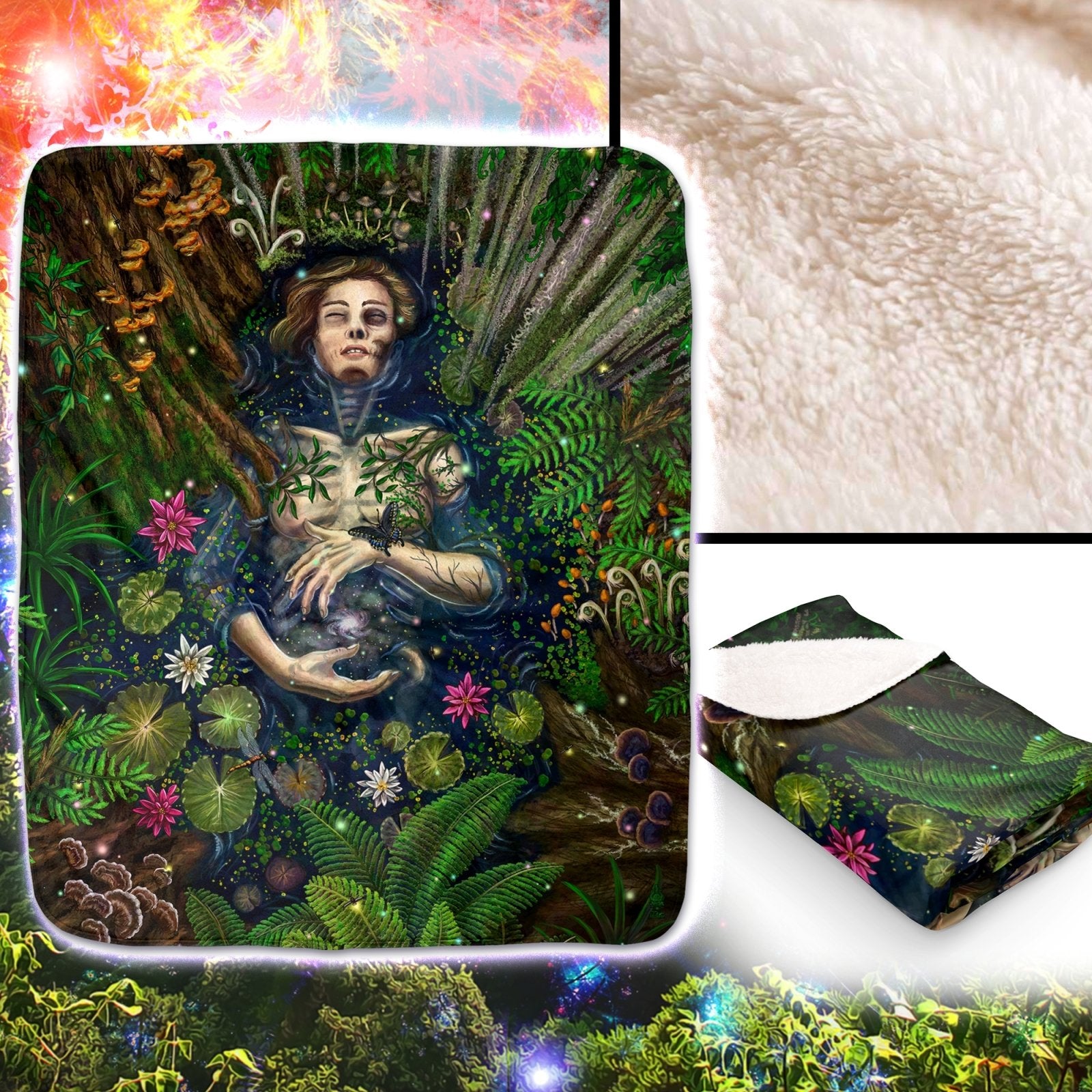 Cycle Throw Fleece Blanket, Pagan Art, Indie and Ecclectic Decor, Eclectic and Funky Gift - Nature - Abysm Internal