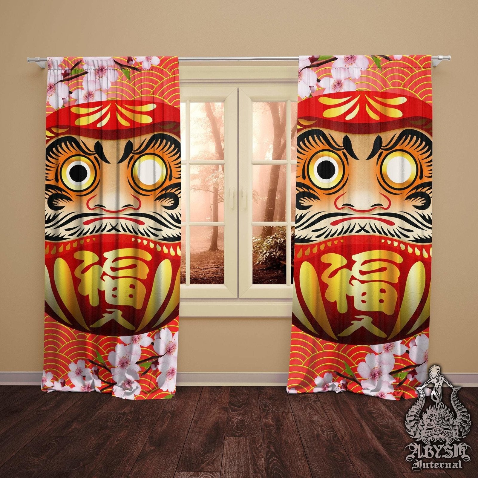 だるまカーテン、50x84フィートプリントウィンドウパネル、面白い