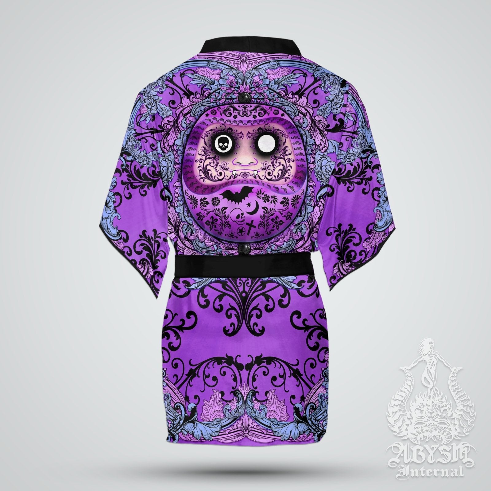 Daruma Cover Up, Beach Outfit, Party Kimono, Japanese Summer Festival Robe, Indie and Alternative Clothing, Unisex - Pastel Goth - Abysm Internal
