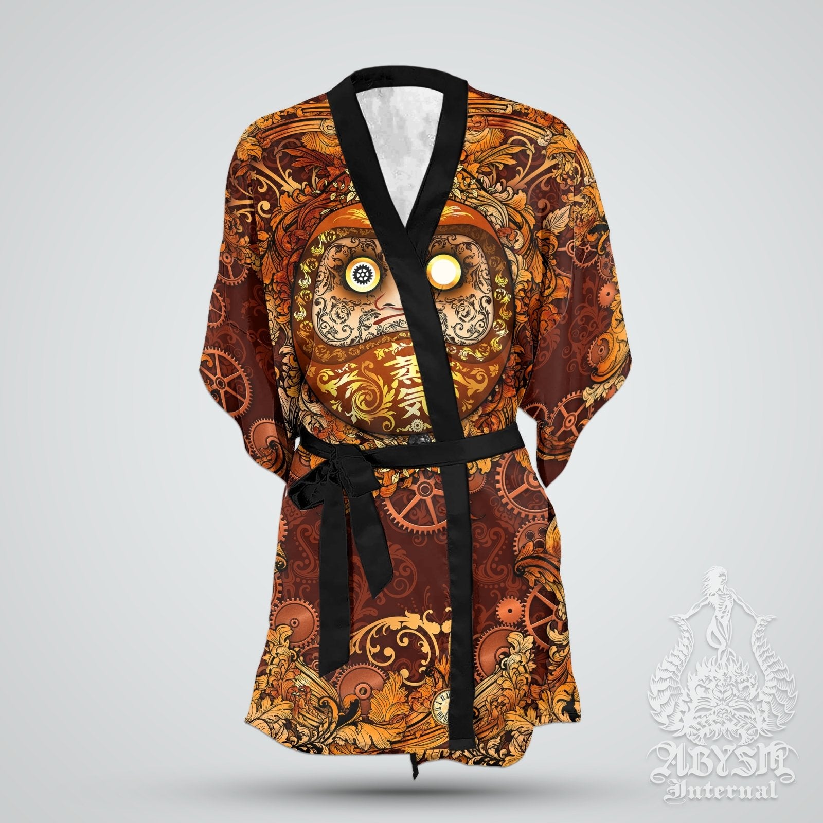 Daruma Cover Up, Beach Outfit, Party Kimono, Japanese Summer Festival Robe, Indie and Alternative Clothing, Unisex - Steampunk - Abysm Internal