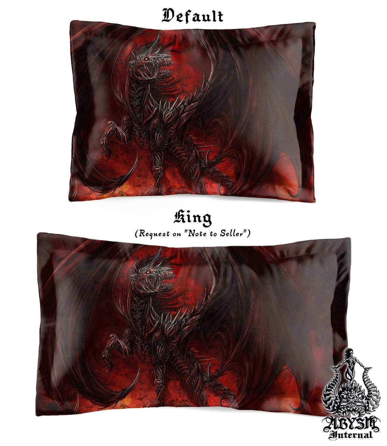 Demon Bedding Set, Comforter and Duvet, Gamer Bed Cover, Alternative Bedroom Decor, King, Queen and Twin Size - Hell Horse - Abysm Internal