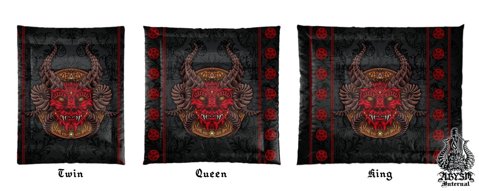 Demon Bedding Set, Comforter and Duvet, Satanic Bed Cover, Alternative Bedroom Decor, King, Queen and Twin Size - Devil - Abysm Internal
