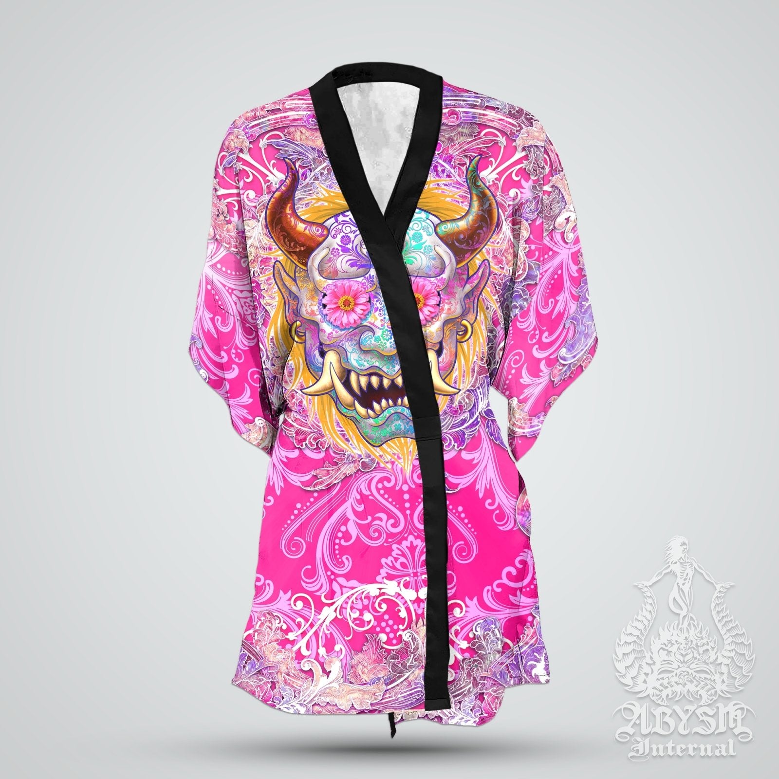 Demon Cover Up, Beach Outfit, Oni Party Kimono, Japanese Summer Festival Robe, Indie and Alternative Clothing, Unisex - Psy - Abysm Internal