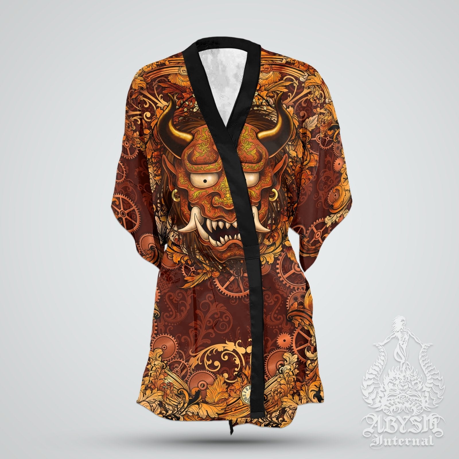 Demon Cover Up, Beach Outfit, Oni Party Kimono, Japanese Summer Festival Robe, Indie and Alternative Clothing, Unisex - Steampunk - Abysm Internal