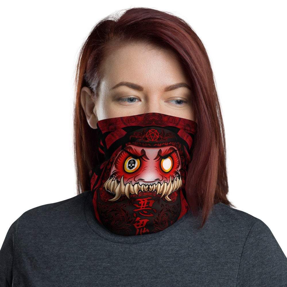 Demon Daruma Neck Gaiter, Face Mask, Head Covering, Funny Anime Style Outfit - Japanese Monster - Abysm Internal