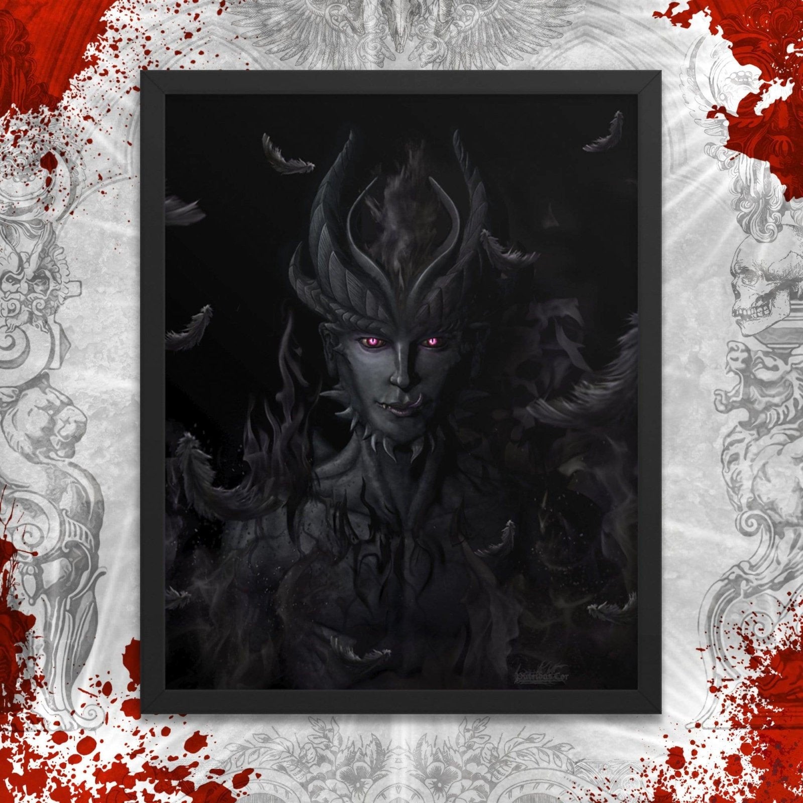 Demon Poster, Game Room Wall Art Print, Satanic, Goth Home Decor, Matte or Photo Paper - Black Devil - Abysm Internal