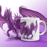 Taza de café Dragon, el mejor regalo para DM, impresión de arte de fantasía, 11.oz y 15.oz - Amatista neutra, diamante, esmeralda, zafiro y topacio
