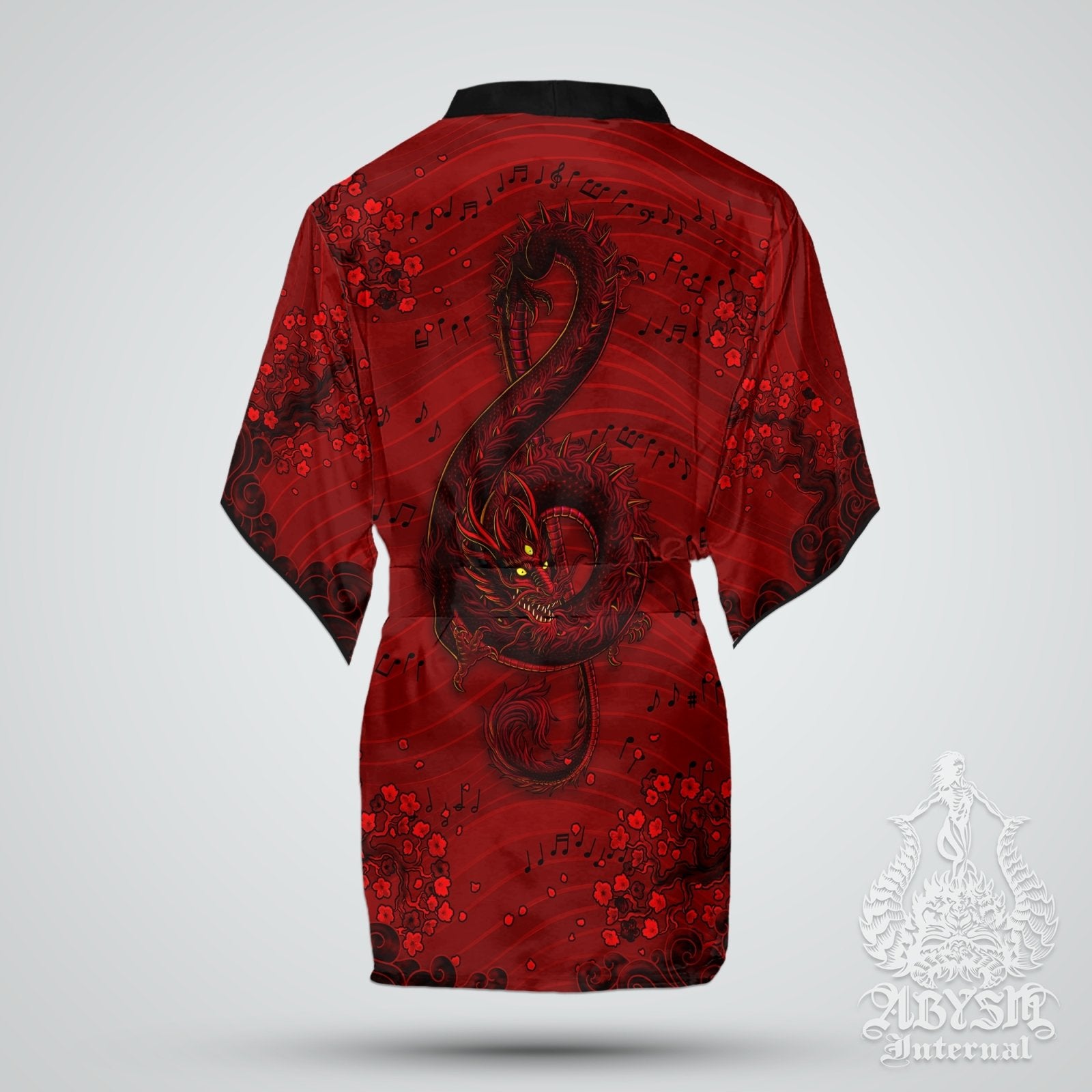 Dragon Kimono, Dressing Robe, Open Shirt, Music Festival Outfit, Alternative Clothing, Gothic Summer Streetwear, Unisex - Demon - Abysm Internal