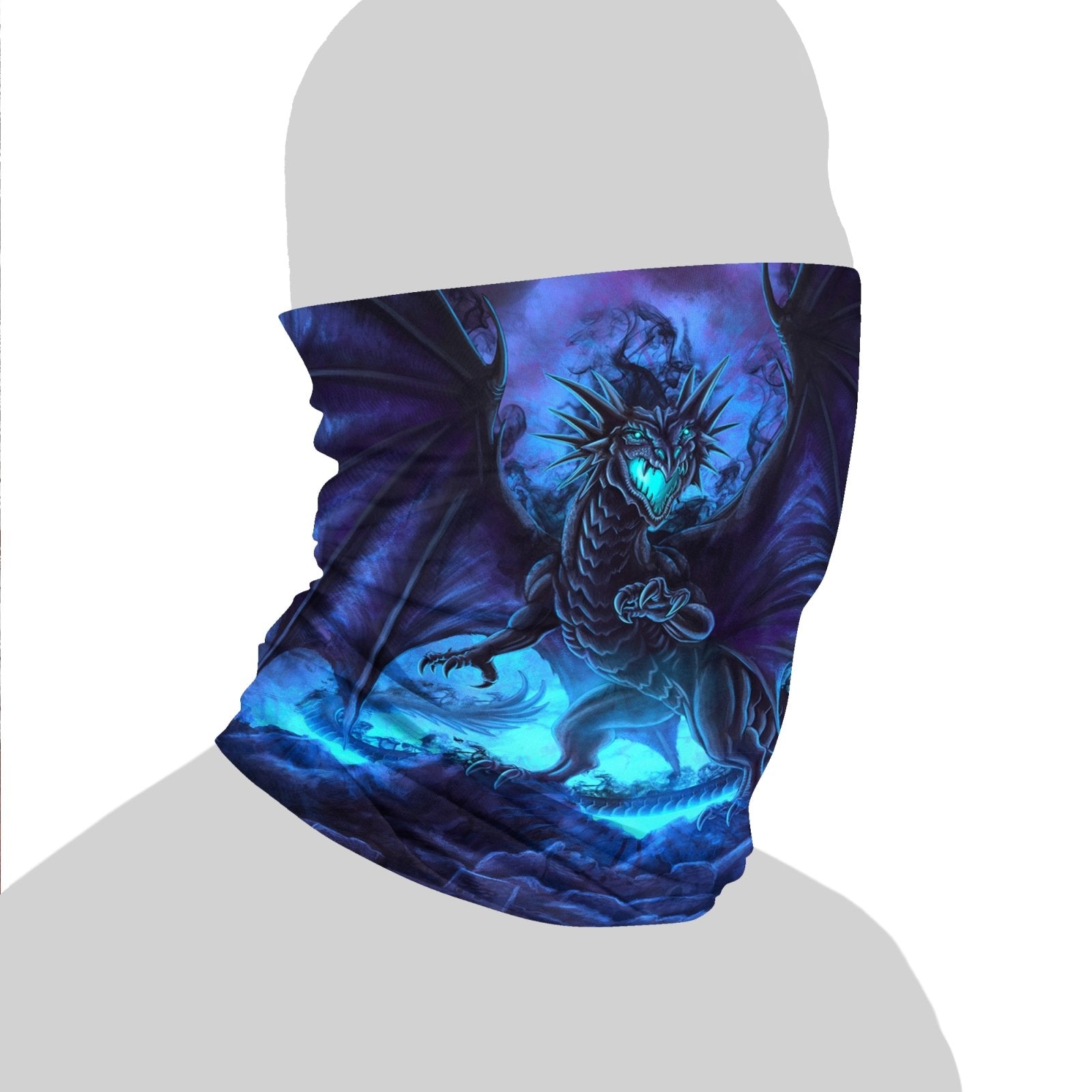 Dragon Neck Gaiter, Face Mask, Printed Head Covering, Fantasy Street Outfit - Shadow Dragon 