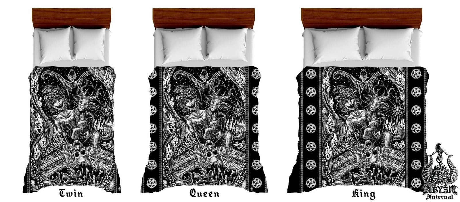 Gothic Bed Cover, Duvet or Comforter, Goth Hell, Satanic Bedding Set,  Bedroom Decor, King, Queen & Twin Size - Merry