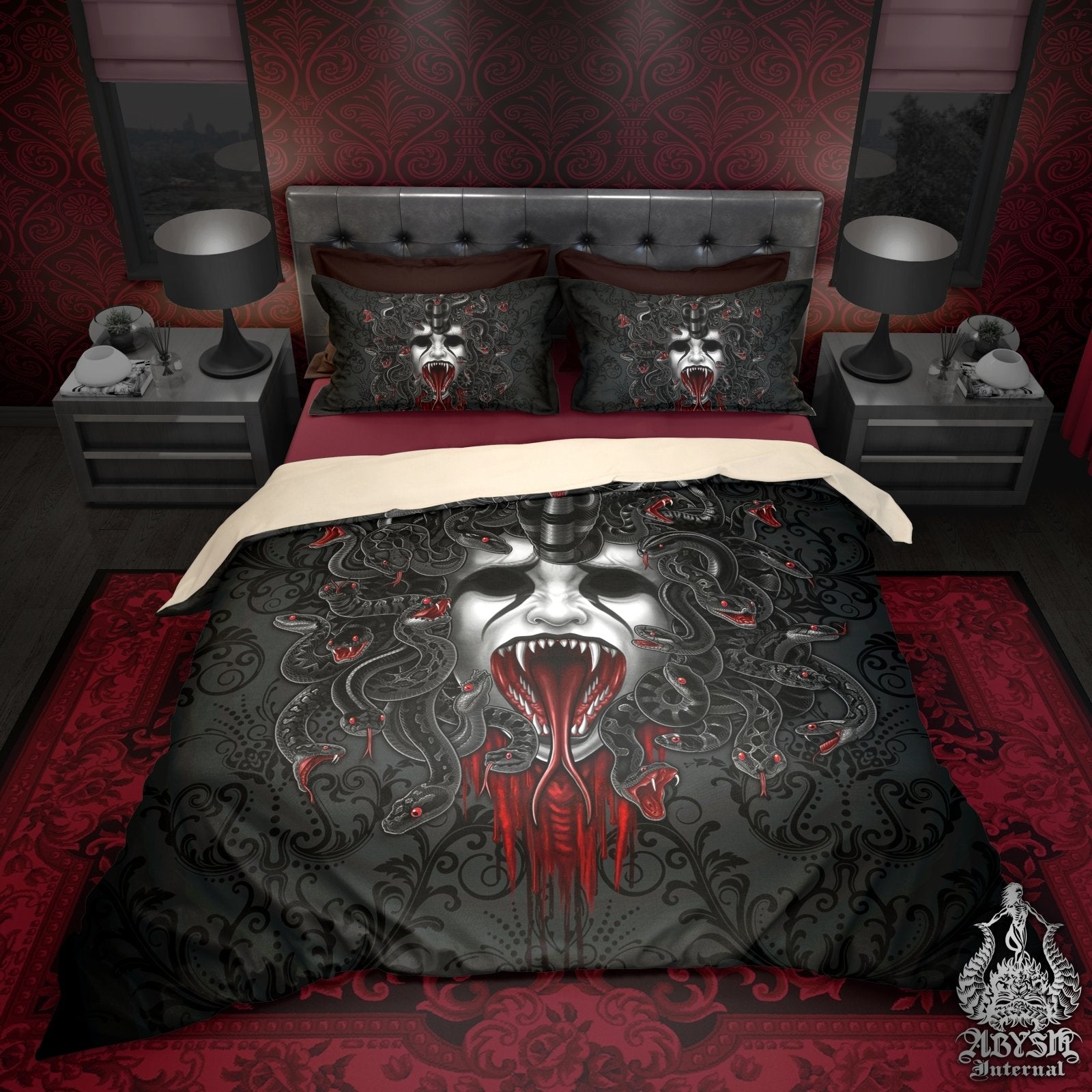 Gothic Bed Cover, Duvet or Comforter, Vampire Medusa, Nu Goth