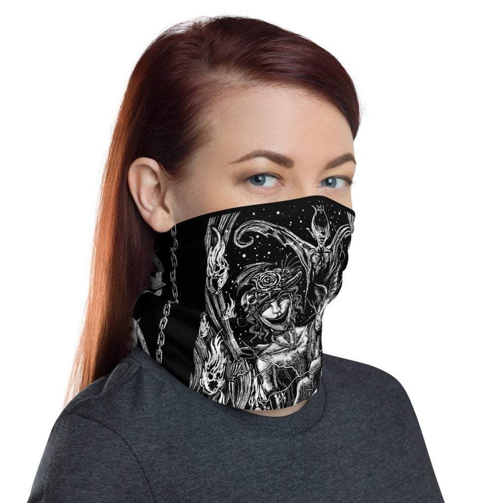 Gothic Neck Gaiter, Face Mask, Head Covering, Satanic, Goth Hell, Street Outfit - Merry - Abysm Internal