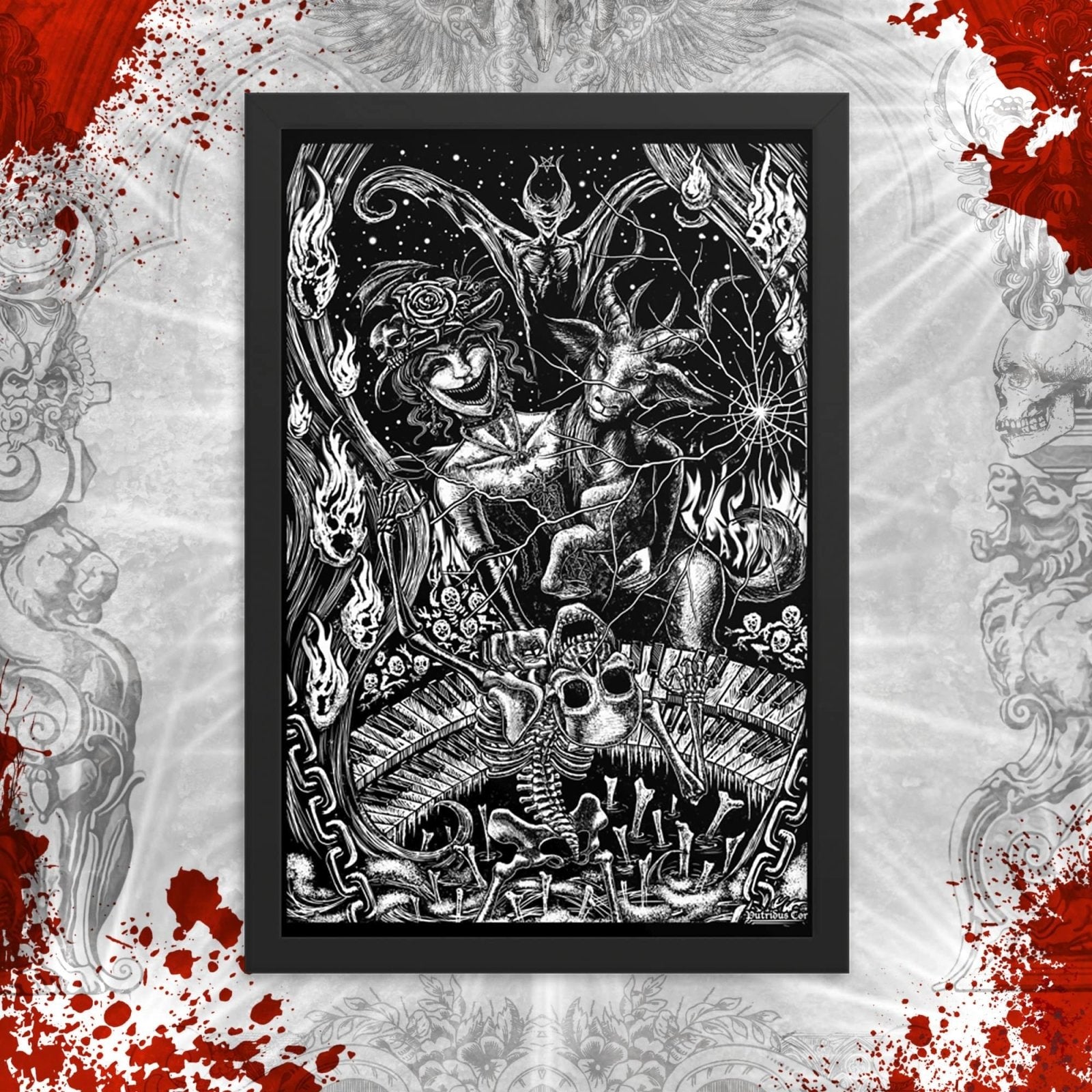 Gothic Poster, Game Room Wall Art Print, Goth Home Decor, Satanic, Black Metal - Hell, Merry - Abysm Internal