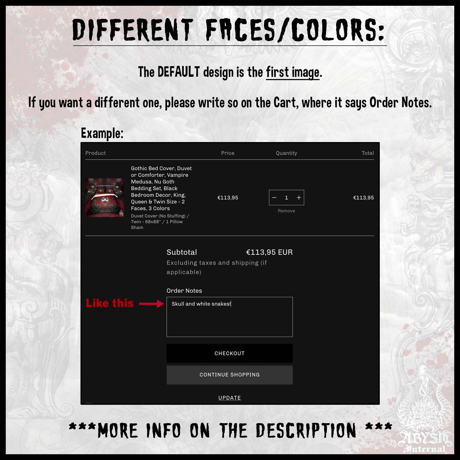 Gothic Sherpa Fleece Throw Blanket, White Goth Medusa, Horror Home Decor - Skull & 3 Faces, Bloody Snakes - Abysm Internal