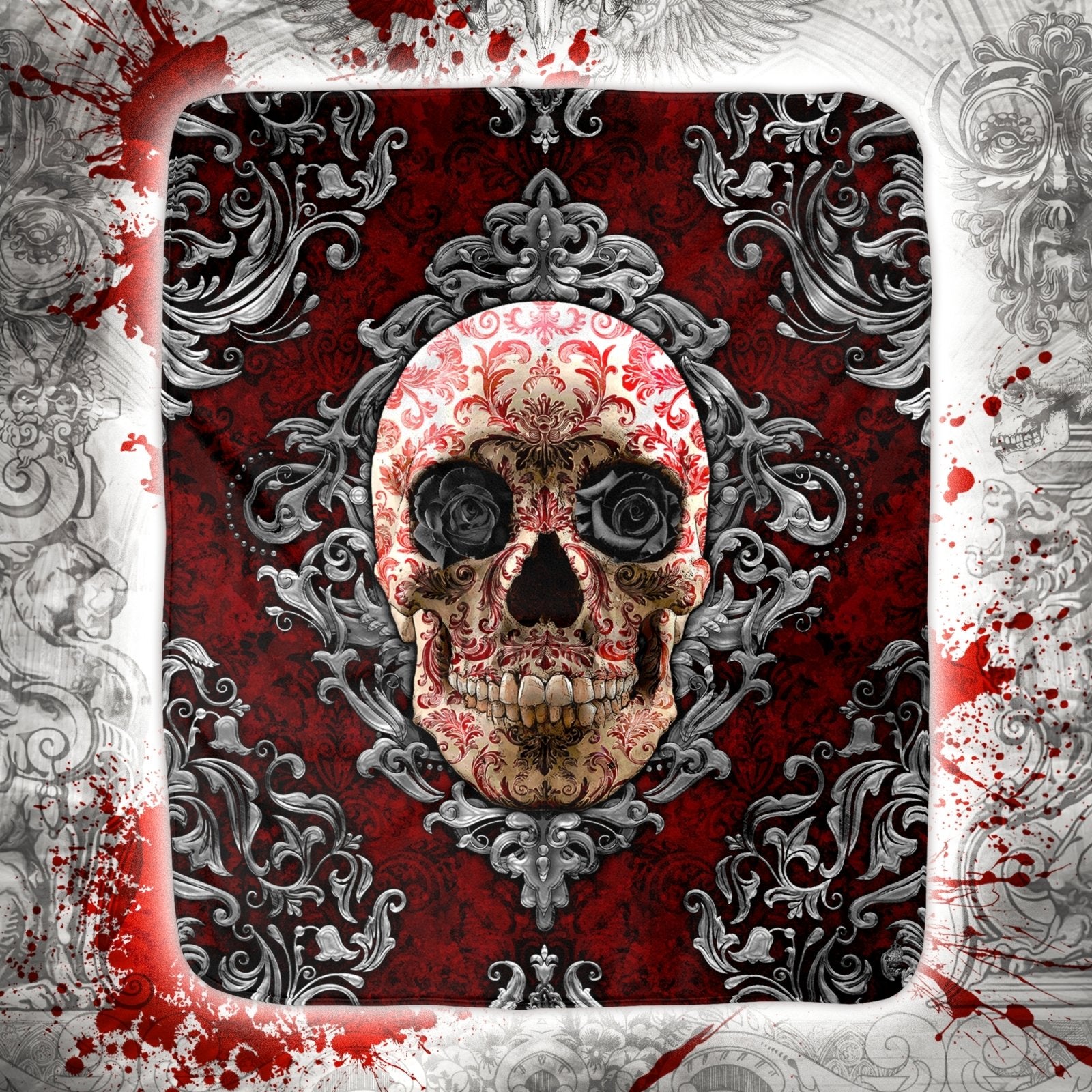 Gothic Skull Throw Fleece Blanket, Macabre Art, Alternative Home Decor, Alternative Art Gift - Goth - Abysm Internal