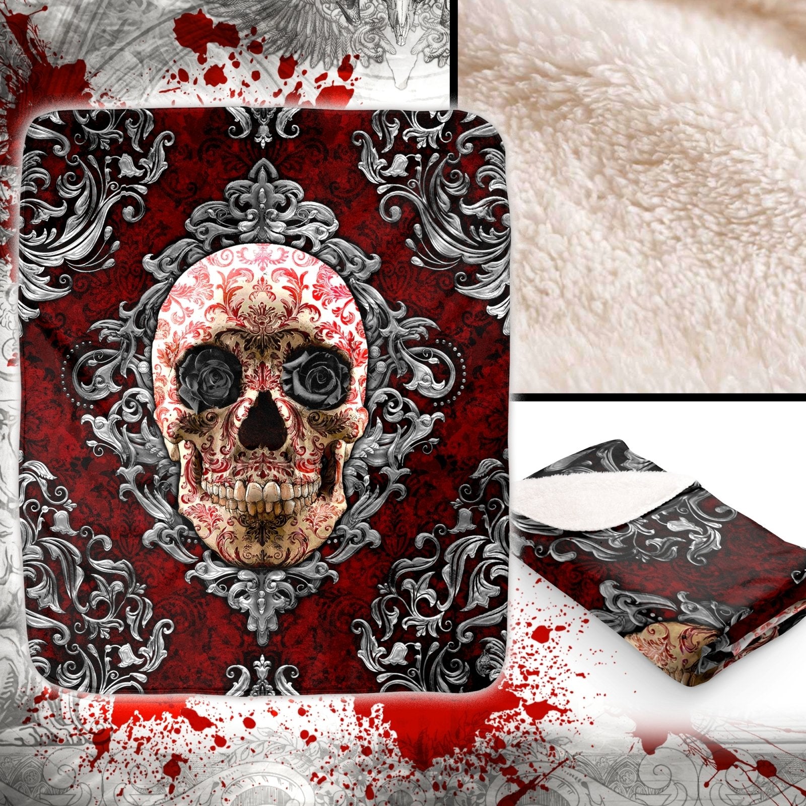 Gothic Skull Throw Fleece Blanket, Macabre Art, Alternative Home Decor, Alternative Art Gift - Goth - Abysm Internal