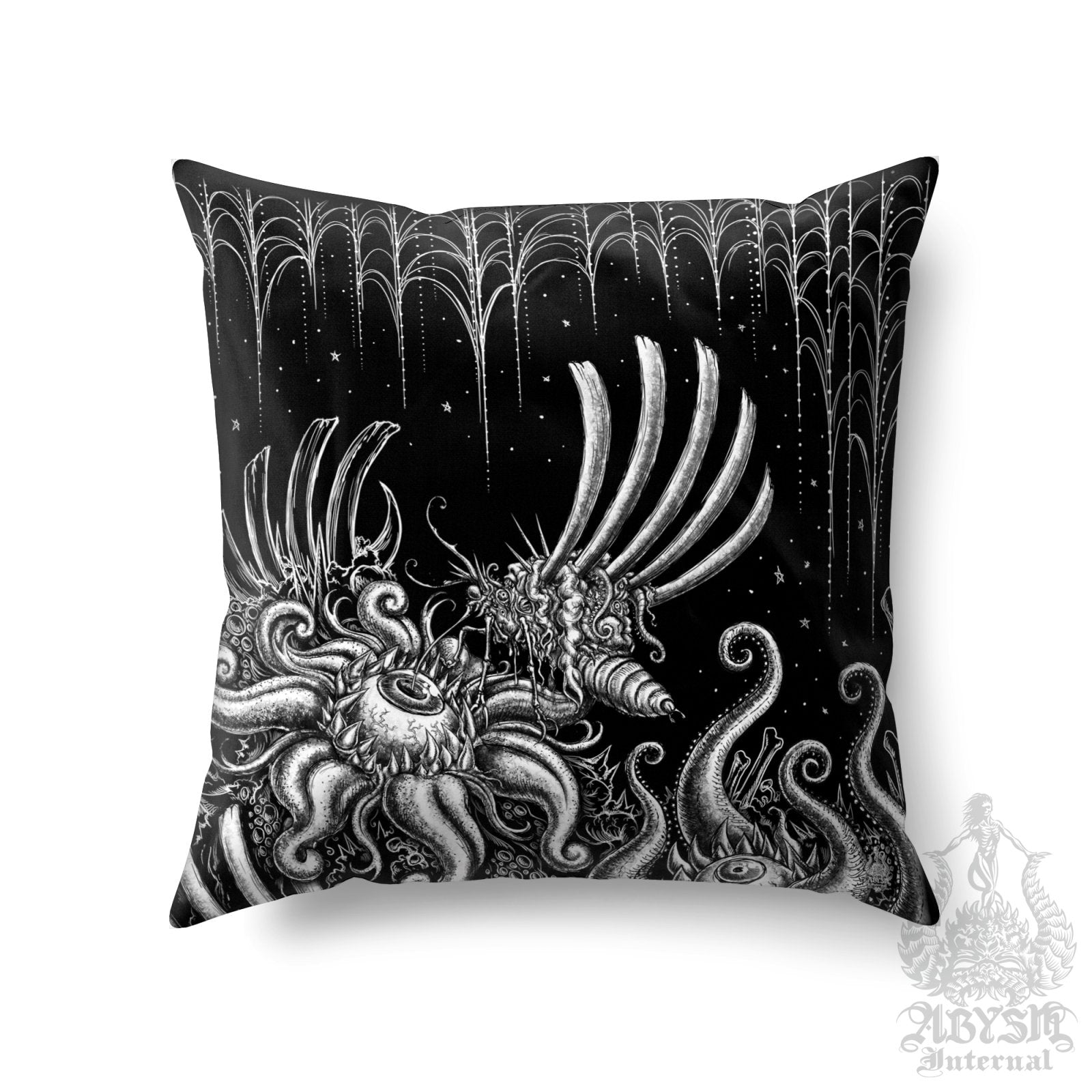Gothic Throw Pillow, Decorative Accent Cushion, Goth Room Decor, Dark Art, Alternative Home - Bloodfly - Abysm Internal